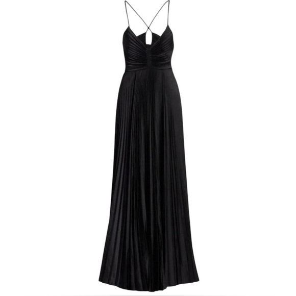 LIKE NEW A.L.C. Aries Satin Pleated Dress in Black - Size 4 - Picture 13 of 16